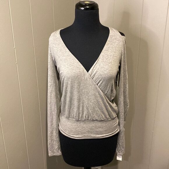 Bailey/44 Extra Small Grey long Sleeve Chest Cutout Back Shoulder Wrap Elastic - Picture 1 of 7